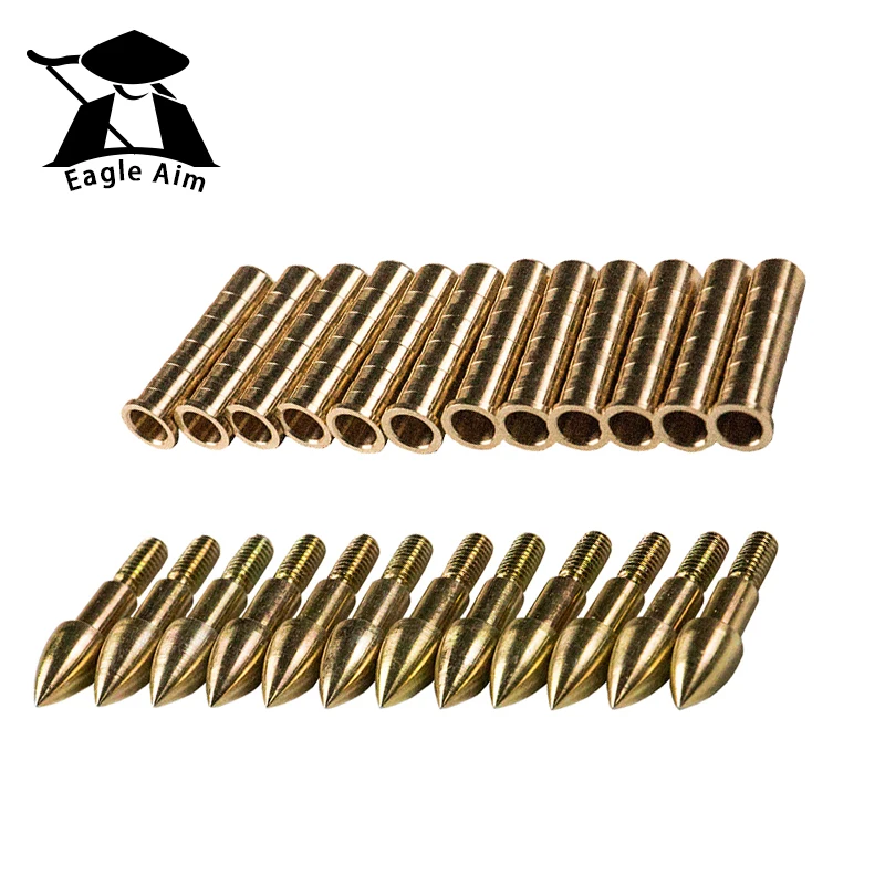 

Archery 6/12Pcs ID6.2mm Copper Arrow Insert Shaft 12Pcs Gold Archery Target Point 75/100gr Arrowhead Accessories hunting