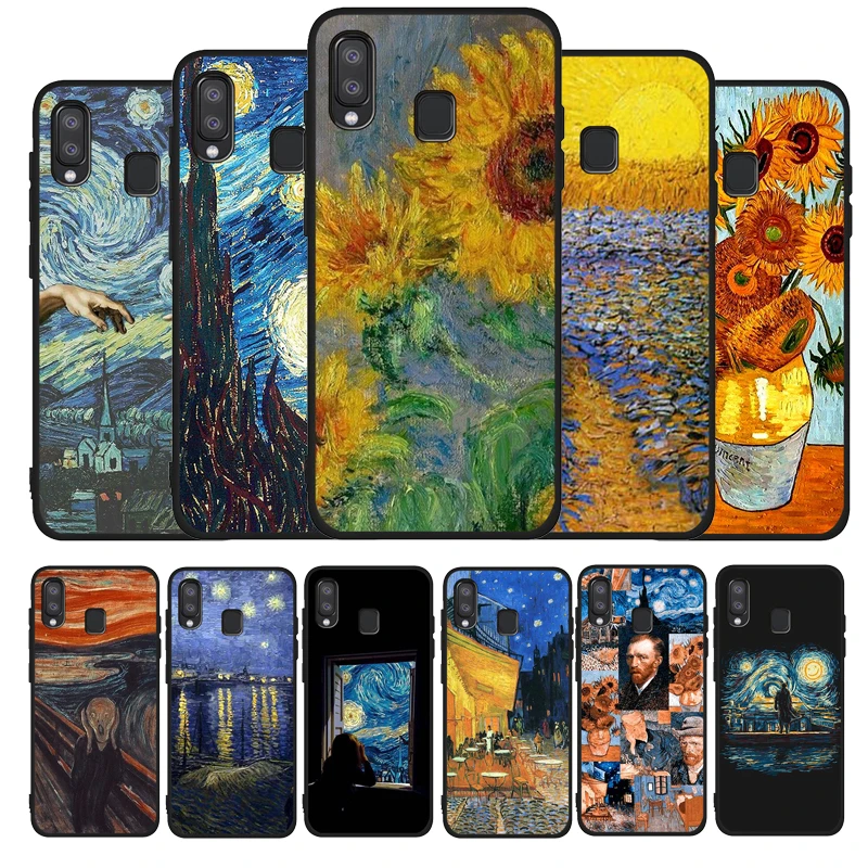 Мягкий чехол для телефона Van Gogh Skull Tardis Samsung A10 A30 A40 A50 A70 M10 M20 A5 A7 A9 2016 2017 2018