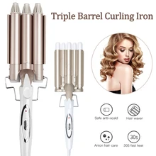 Hair Curler Triple Barrel Hair Curling Iron Ceramic Curling Wand Hair Waver Flat Iron Curly Hair Crimper Salon Hair Styling Tool