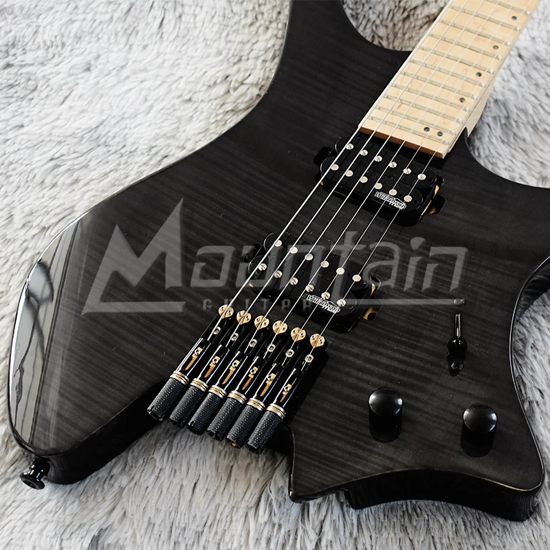 Горная безголовая гитара fanned frets безголовая гитара ebony fret ольховое тело Пламя клен Топ кленовый гриф fret