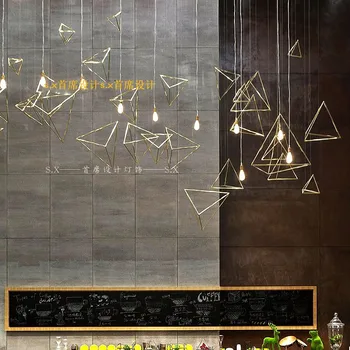 

Triangular wrought iron shop decoration creative store exhibition hall air hanging ornaments front desk pendant engineering hang