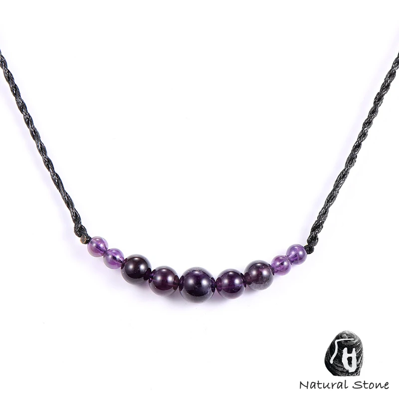 Men Women Natural Stone Beads Tiger Eye Necklace Lapis Lazuli Crystal Adjustabal Waxed Rope Wrap Neck Chain Choker Jewelry - Image 2