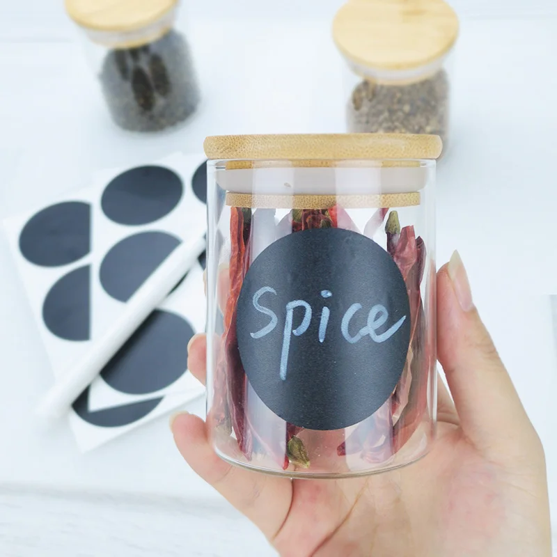 3pcs/set Glass Jars With Airtight Lid And Chalkboard Label, Glass