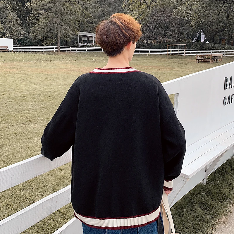 Winter Sweater Men's Slim Warm Fashion Contrast Color Casual O-neck Sweater Pullover Man Long-sleeved Sweater Large Size M-5XL