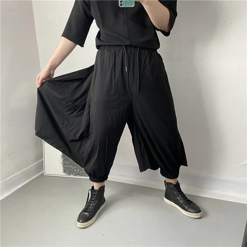 

Men's Wide-Leg Pants Spring Summer New Holiday Two Pieces Of Hair Stylist Casual Loose Large Size Seven Minutes Pants
