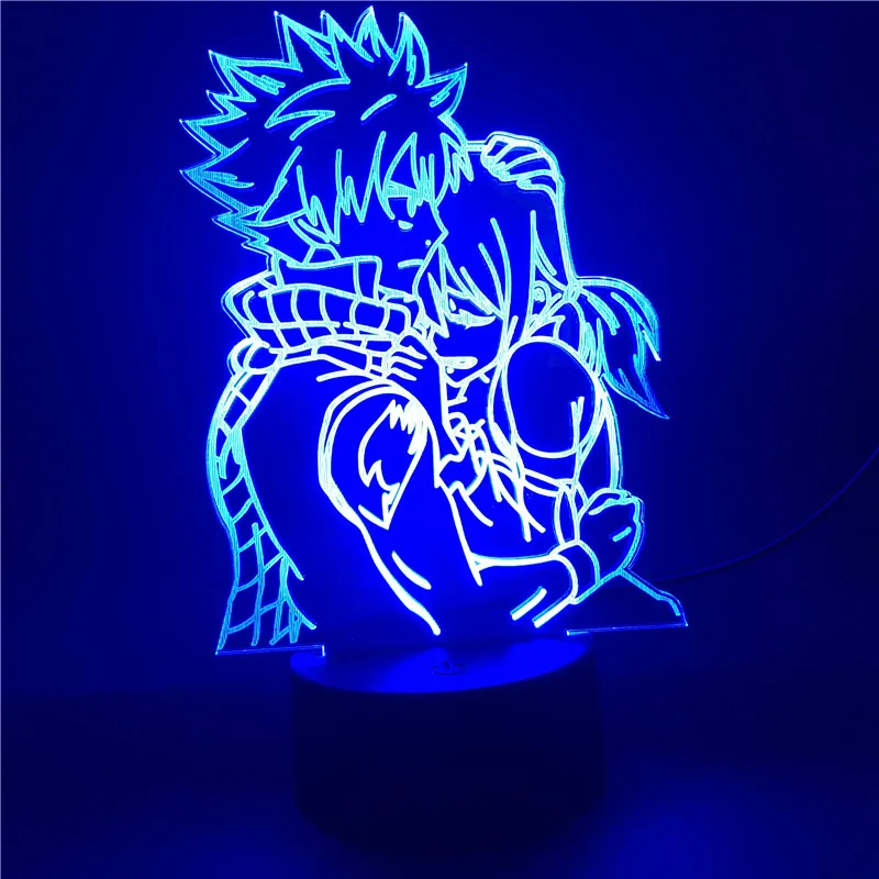 Anime 3d Light  Fairy Tail Natsu Dragneel Erza Scarlet Hug LED Night Light Led USB Battery LED Decorative Desk Light Xmas Gifts