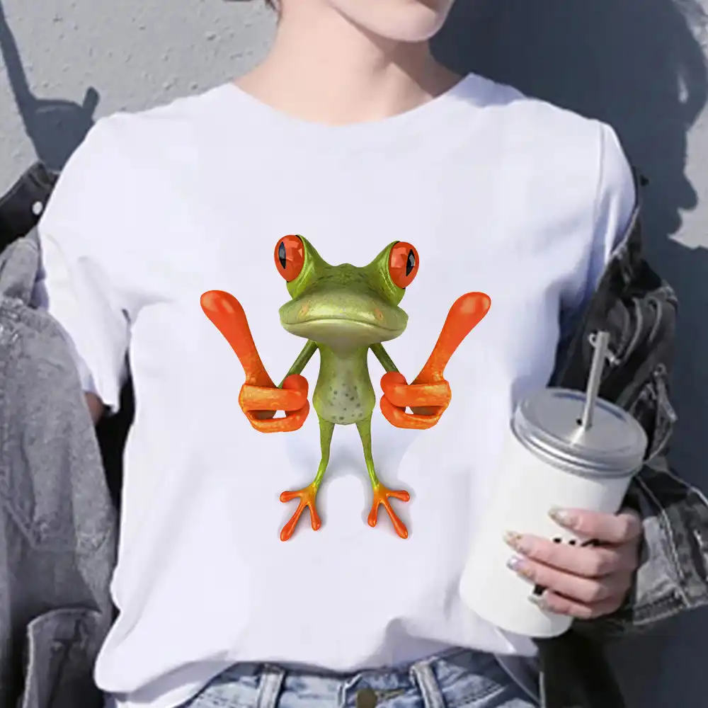 夏のクリエイティブ女性tシャツかわいいカエルさあプリント半袖ルーズ女性のシャツおかしい21クール新着トップ Tシャツ Aliexpress