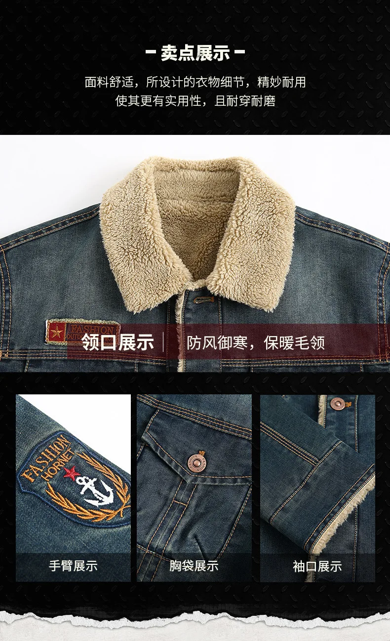 Liketkit Men's Winter Denim Parkas Male Smart Casual Thicken Jeans Jackets Mens Fleece Short Warm Vintage Fashion Overcoat