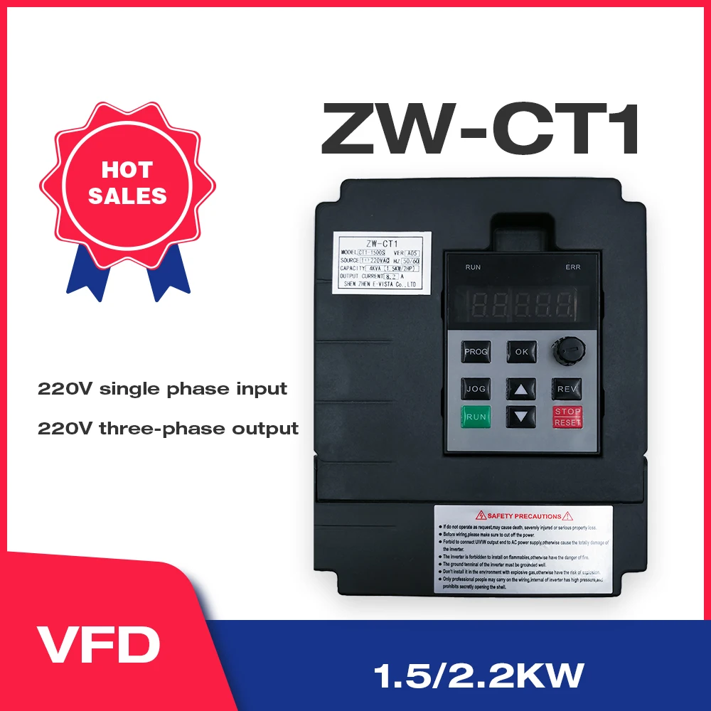 

VFD Inverter 750W/1.5KW/2.2KW ZW-CT1 3P 220V Output Converter Variable Frequency Drive Inverter Wzw