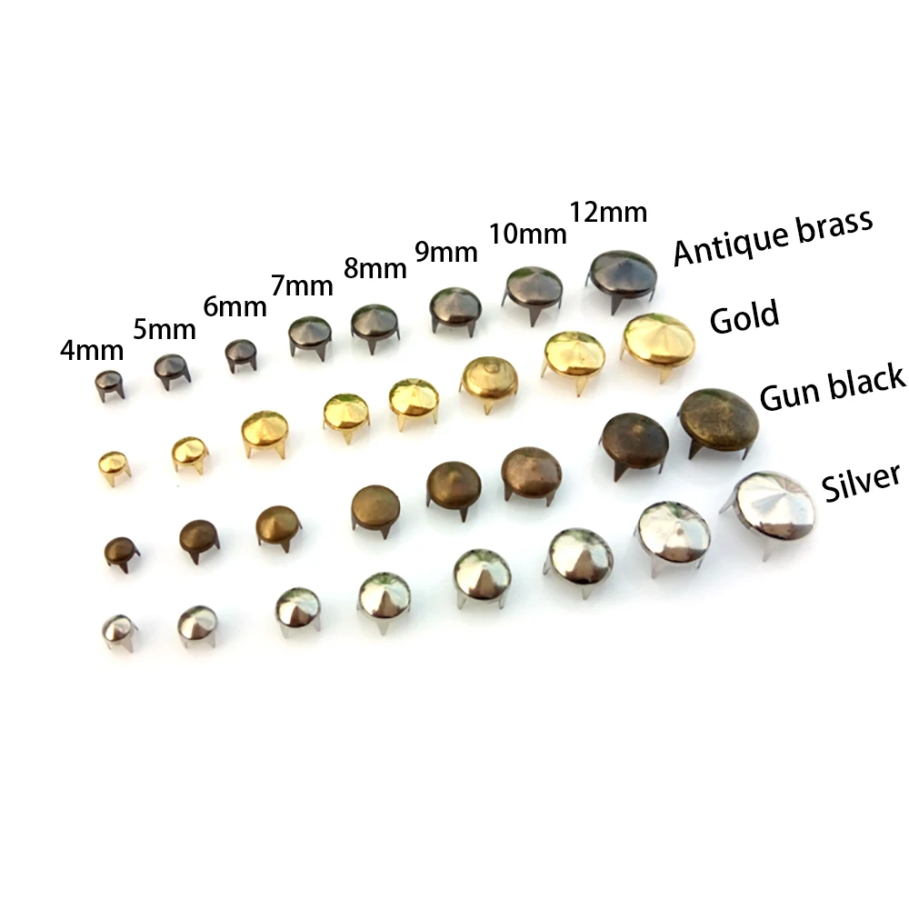 50pcs Brass Spike Cone Claw Studs Rivets 4/5/6/7/8/9/10/12mm Leather Craft  Bag Belt Costumes Shoes DIY Biker Punk Rock Goth - AliExpress