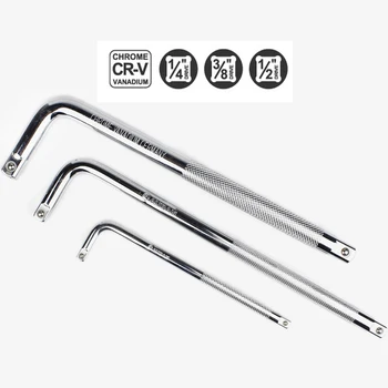 

L Type Socket Bent Extension Bar 1/4" 3/8" 1/2" L-Handle Sockets Wrench Hand Tools 150mm 250mm 6" 10" Curved Rod 1p 3p