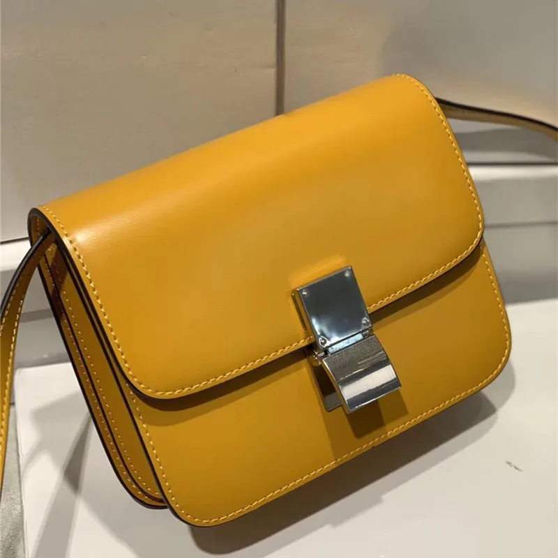 

2019 New Style Cowhide Box Square Bag Genuine Leather Women's Shoulder Europe And America Fashion Airline Stewardess Shoulder Sq