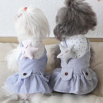 

Stripe Star Dog Prit Girl Dresses Summer Party Sexy Dog Costume For Small Medium Animal Puppies Cat Clothes Pugs Bulldog Terrier