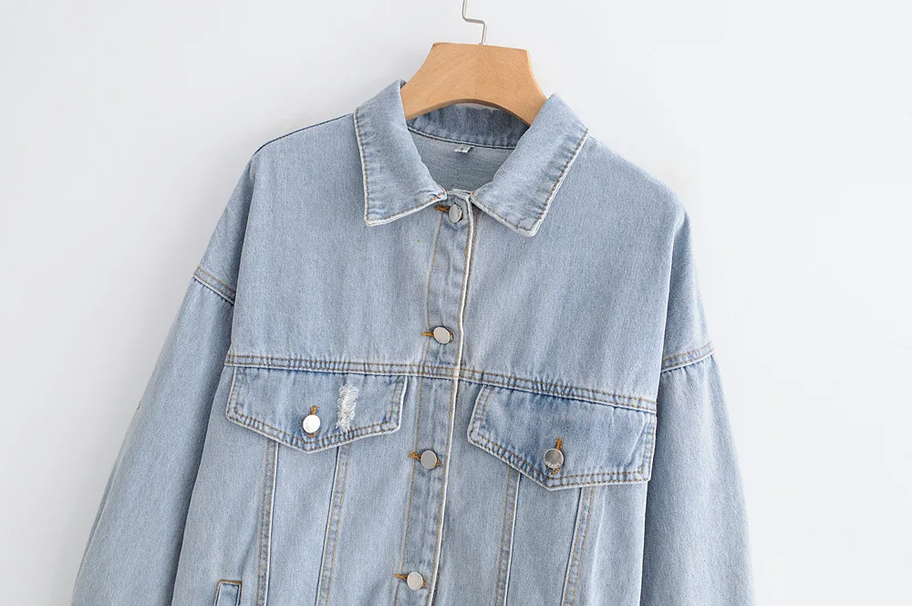 

G1cb7-8803 2018 Autumn New Style Casual Wind WOMEN'S Dress with Holes Cowboy Jacket Tops