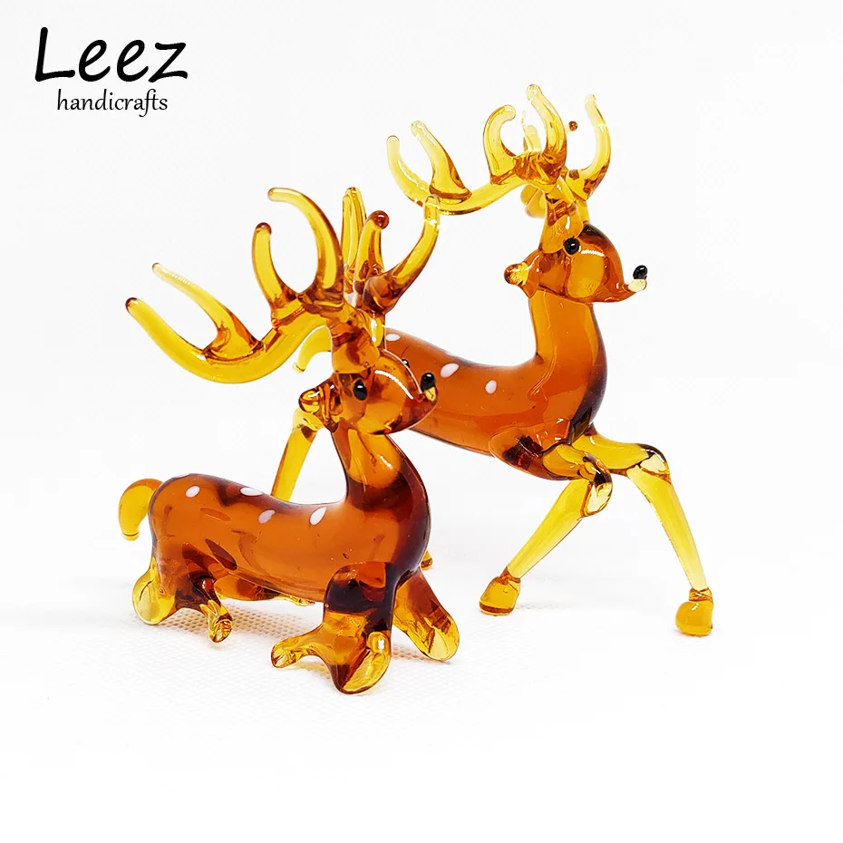 Leez Reindeer Sika Deer Animal sculpture Artistic Handmade Murano Glass Figurine For Home Decoration Art Novelty Gift for Kids |