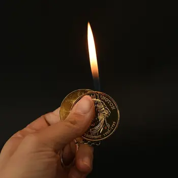 

Round Coin Pendant Novelty Personality Creative Open Flame LighterCoin creative lighter Drop