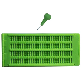 

Portable Learning Braille Writing Slate School Practical Vision Care Tool 4 Lines 28 Cells With Stylus Practice Green Accessory