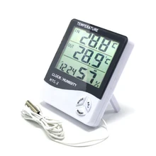Temperature-Humidity-Meter Clock Hygrometer Weather-Station Indoor Outdoor Home LCD Digital