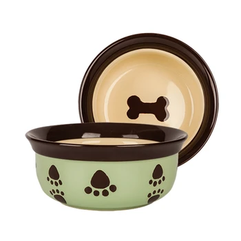 

Cute Dog Bowl 6 inchCeramic Color Bone Print Dog Bowl Dog Food Bowl Pet Food Utensils Ceramic Pet Bowl