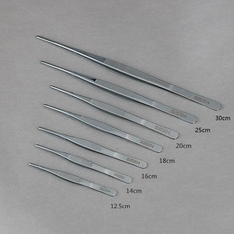 length 25cm 12,5/25/30 см Длинные барбекю Еда Tong Нержавеющая сталь Пинцет чередой для применения в горнодобывающей промышленности для дробления Пинцет домашняя медицинская сад Кухня инструментов для барбекю - Цвет: length 25cm