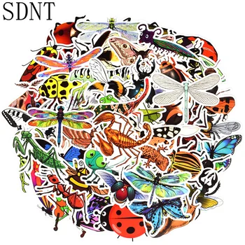 

50 PCS Insect Animal Cartoon Stickers Color Butterfly Dragonfly Cute Animal Waterproof Kids Stickers DIY Book Envelope Scrapbook