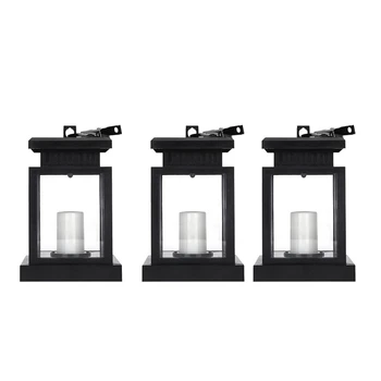 

3Pcs Waterproof LED Solar Garden Light Flickering Flameless Candle Outdoor Lighting Hanging Smokeless Solar Lantern