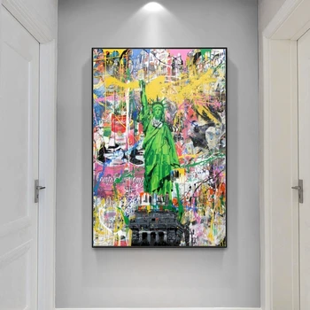 

Statue of Liberty Street Wall Art Canvas Posters And Prints Graffiti Pop Art Canvas Paintings for Home Decorative Pictures