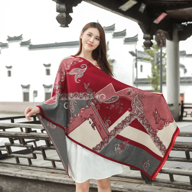 Brand Designer New Women Pashmina Cashmere Scarf Winter Warm Scarf All-Match Shawl Fashion Shawl Scarves Thickening Blanket - Цвет: A-4