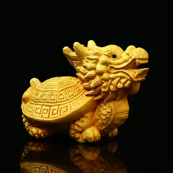 

Wood sculpture handicraft Boxwood carving Home accessories Ornament of gods and beasts Dragon turtle Gifts for friends Tea table