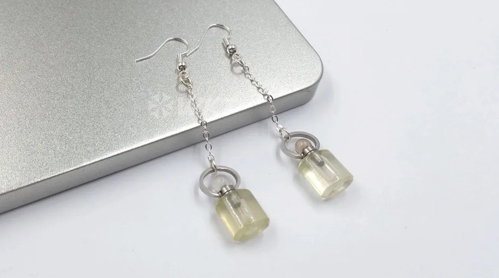 WT-E582 New! Perfume Bottle Earring Natural Stone Earring Yellow/Smokey Quartz Lapis With Silver Electroplated Long Earring