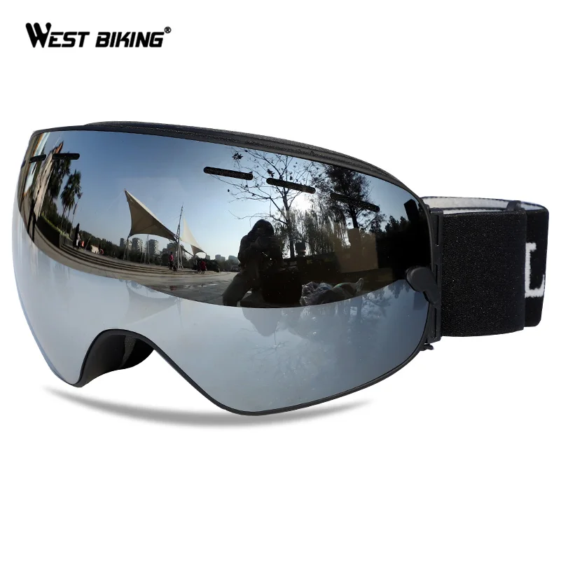 WEST BIKING лыжные очки, зимние очки для сноуборда, двухслойные очки с защитой от ультрафиолета, противотуманные очки для катания на коньках, лыжах, очки для мужчин