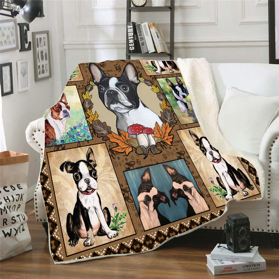 

Funny French Bulldog 3d printed fleece blanket for Beds Hiking Picnic Thick Quilt Fashionable Bedspread Sherpa Throw Blanket