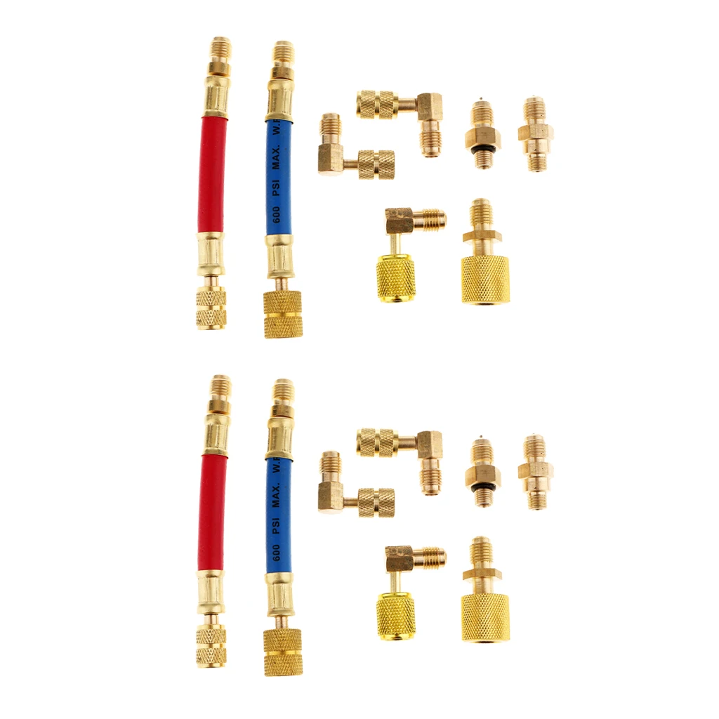 8Pcs Car Ac R134A R12 Air Conditioner Adapter Refrigeration Air Conditioning Automotive Repair Tools Refrigeration Connector