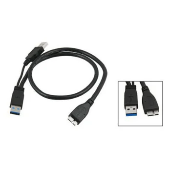 

high quality 0.6m Dual USB 3.0 A Male To Micro B Y Black For Power Data Cable Mobile Hard Disk