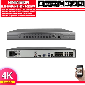 

H.265 16CH 4K 48V POE NVR For 3.0MP 4.0MP 5.0MP ONVIF IP PTZ Camera CCTV System Surveillance 2 SATA 8CH POE NVR H.265 P2P Cloud