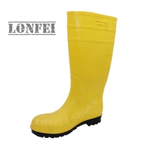 Заводская распродажа; желтые высокие Нескользящие резиновые сапоги со стальным носком; водонепроницаемые сапоги из ПВХ для дождливой погоды; уличные Нескользящие сапоги