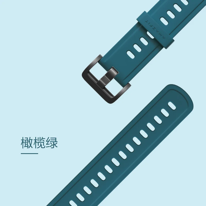 Оригинальные часы с силиконовым ремешком для Xiaomi Huami Amazfit GTR(47 мм и 42 мм) и умные спортивные часы 1 2 2S& Bip Lite - Цвет: Olive green