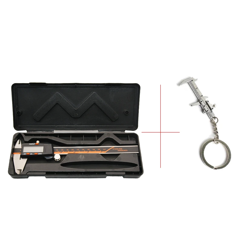 caliper with box Электронный цифровой штангенциркуль с нониусом с дюймов/мм/фракции преобразования ЖК-дисплей Экран 150 мм Нержавеющая сталь суппорт микрометр измерительный прибор - Цвет: caliper with box