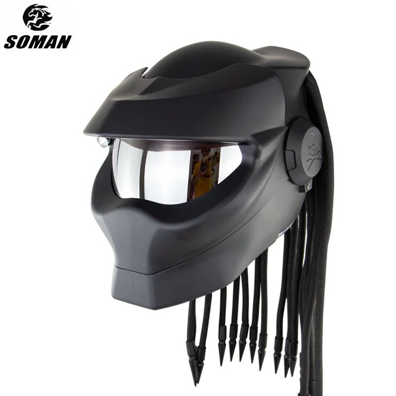 Soman Helm Motorfiets Met Vlechten Dot Hoge Kwaliteit Helm Custom Casco Vizier Cosplay Casque Predator Capacete - Auto´s & Motoren