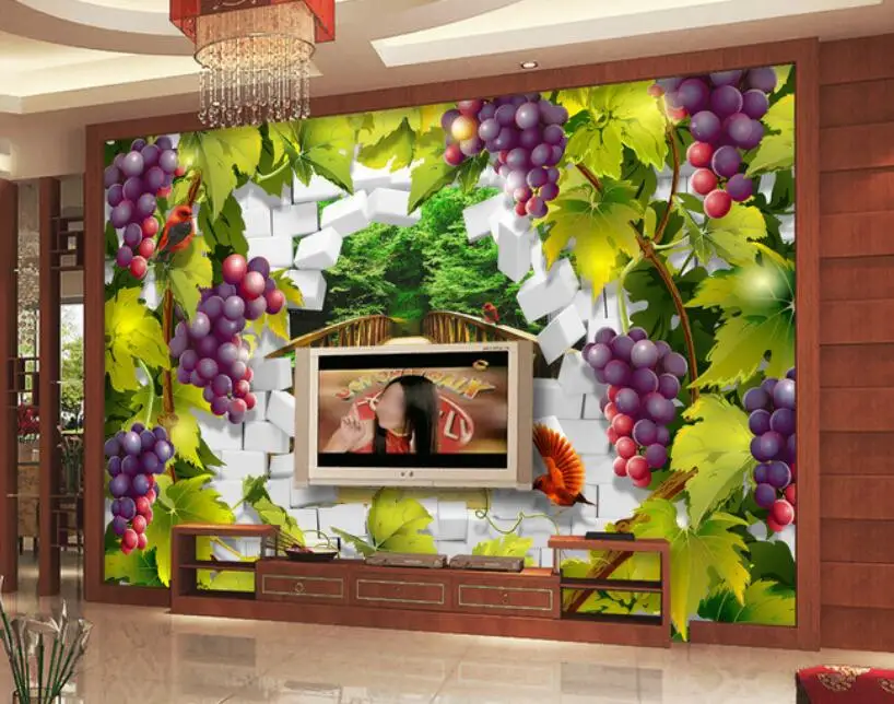 Настенные 3D обои CJSIR на заказ фотообои с изображением зеленых листьев винограда