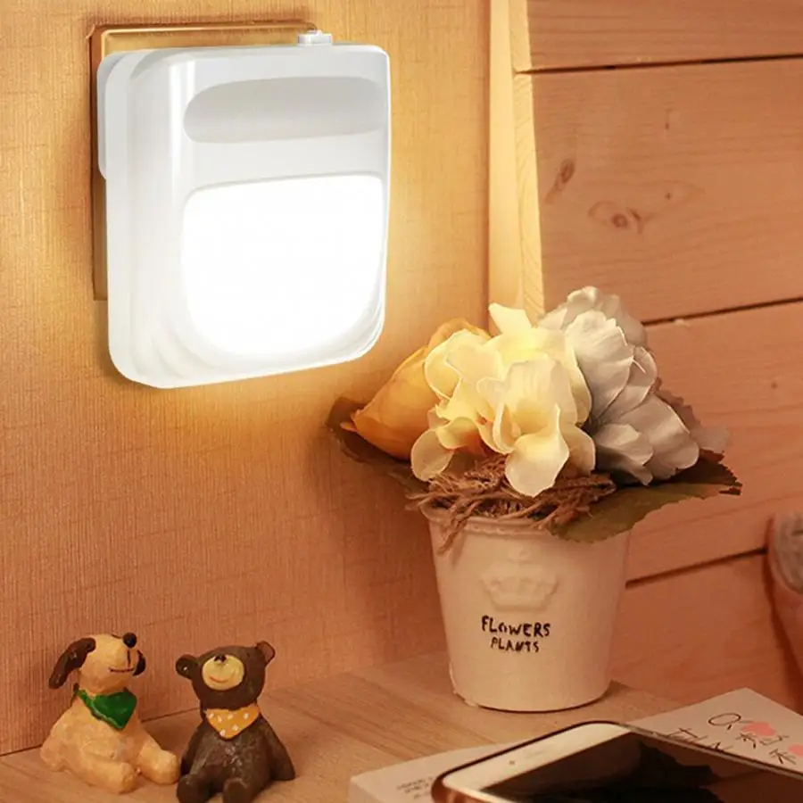 

2Pcs LED Plug in Nightlight Stepless Dimming Lamp Dusk to Dawn Sensor Light AC 100-240V EU Plug Motion Sensor Light