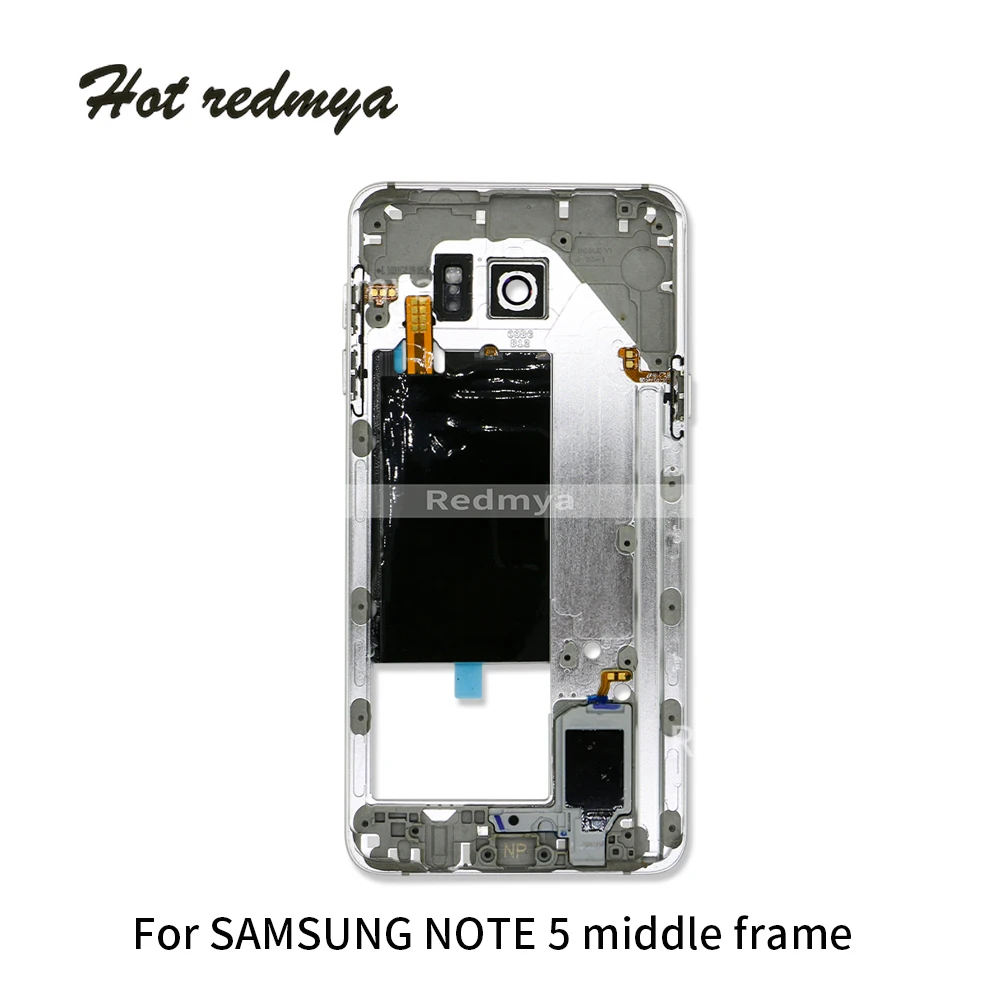 1 шт. новая средняя рамка для samsung Note 5 N920 средняя пластина Корпус Шасси рамка с боковой кнопкой и крышка объектива камеры