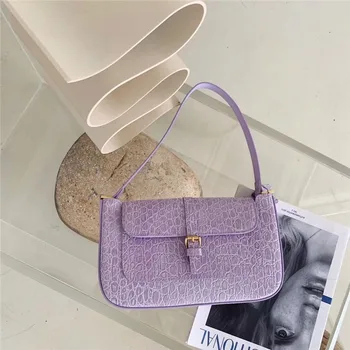 

2020 New Armpit Bag Stone Grain Crocodile Grain Cowhide Leather Female Bag Bag Luxury Handbags Women Bags Designer