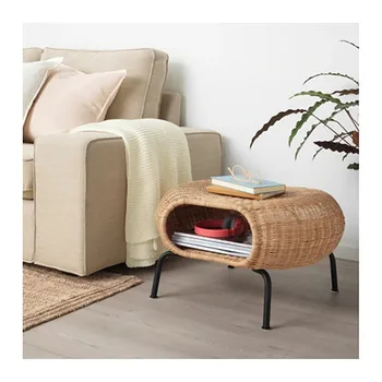 

Coffee table hand-woven rattan storage stool side tables for sofa
