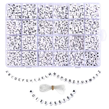

DIY Necklace Bracelet Beaded Acrylic English Numeric Letter Bead Beading Material Letter Bead Set DIY Jewelry Set 1850 Pieces