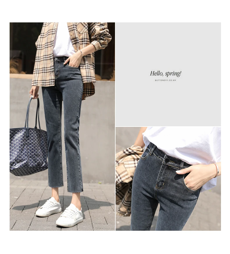 Ripped Jeans Women Ankle Length Capri Pants High Stretch Denim Blue Black Grey Trousers Femme Pantalon Big Sizes 32 Mom Jeans