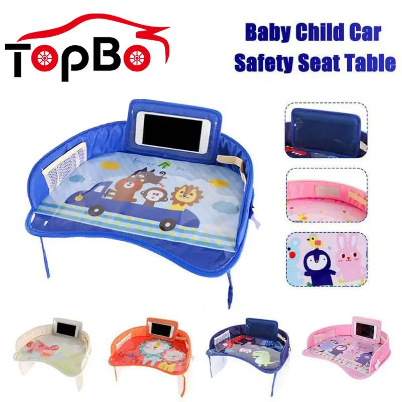 

Waterproof Cartoon Kids Car Safety Seat Tray Plates Drink Table Baby Fence Portable Car Baby Seat Table Storage