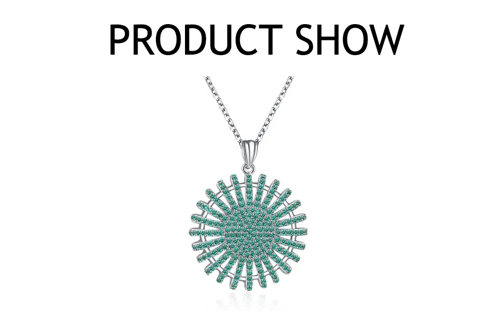 UMCHO Solid 925 Sterling Silver Zircon Green Round Pendants Necklace For Women Girl Wedding Engagement Party Fine Jewelry (1)
