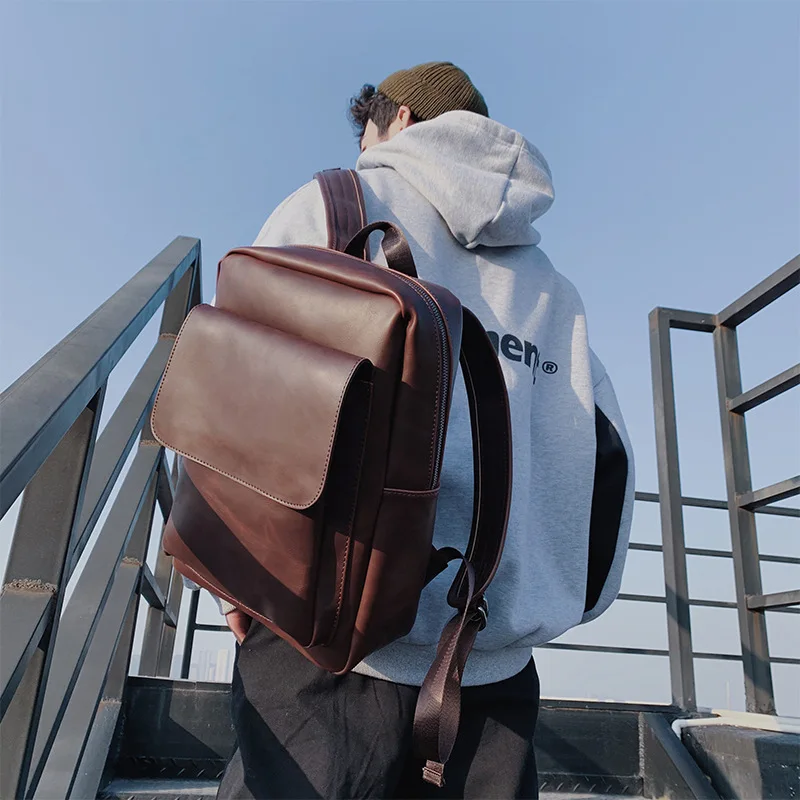 

New retro recreational computer backpack Korean fashion multi-platform traveling bag Chao men's shoulder bag