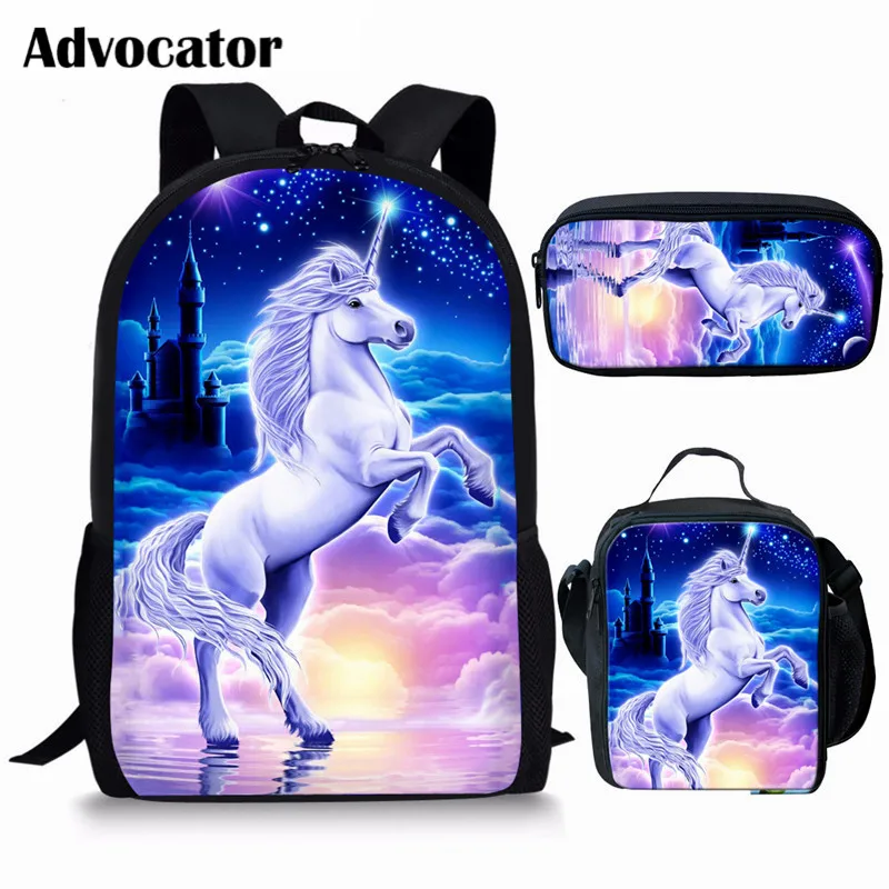 ALN2340CGK ADVOCATOR мультфильм милый Единорог шаблон школьные сумки для девочек-подростков Дети синий дорожный рюкзак детский школьный рюкзак Mochila Escolar - Цвет: ALN2340CGK